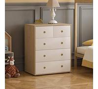 Junior Vida Neptune - Cómoda de 5 cajones para Almacenamiento de Dormitorio Moderno para niños (Blanco y Roble)