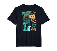 Junji Ito Tomie Orange and Aqua Zine Collage Horror Manga Camiseta, Hombre Tallas Grandes, Negro, 2X Alto