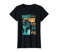Junji Ito Tomie Orange and Aqua Zine Collage Horror Manga Camiseta, Mujer, Negro, L