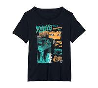 Junji Ito Tomie Orange and Aqua Zine Collage Horror Manga Camiseta, Mujer Tallas Grandes, Negro, 3XL Grande