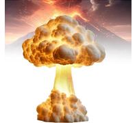 Junjie Lámpara de mesa 3D con forma de hongo y nube, luz nocturna de explosión de bomba atómica, lámpara de resina hecha a mano para dormitorio, escritorio, decoración del hogar y regalos perfectos