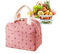 JUNJIEFU Bolsa de almuerzo de 9 l, bolsa de almuerzo aislada para mujer, bolsa isotérmica reutilizable para el trabajo, escuela, pícnic, playa (rosa)