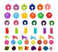 JUNJIEFU Juego de marcadores de cristal de silicona, coloridos marcadores para copas de vino para fiestas, Einheitsgröße, Silicona, /