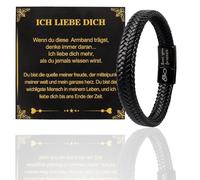 JUNJIEFU Pulsera de cuero para hombre, regalo para hombre, pulsera de piel con grabado, regalo para papá/novio/marido/hijo para cumpleaños/día del padre/Navidad/San Valentín
