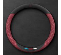 JUNJIKAIDAN para Ford Transit Custom 2024 Funda Volante Coche Cuero Microfibra Cubierta Volante Antideslizante Transpirable Protector Interior Accesorios,B/Round~Type-D/Red