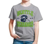 Junk Food Camiseta Unisex con Casco del Equipo de la NFL para niños, Seattle Seahawks - Athletic Heather, S