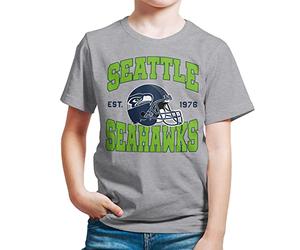 Junk Food Camiseta Unisex con Casco del Equipo de la NFL para niños, Seattle Seahawks - Athletic Heather, S
