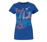Junk Food Clothing Azul Ooh Lala Paris Text Graphic Camiseta de manga corta Muje