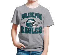 Junk Food Clothing x NFL - Philadelphia Eagles - Team Helmet - Kids Short Sleeve T-Shirt for Boys and Girls - Size Large