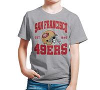 Junk Food Clothing x NFL - San Francisco 49ers - Team Helmet - Kids Short Sleeve T-Shirt for Boys and Girls - Size Small