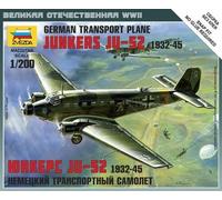 Junkers JU-52 German Transport Avión 1932-45 Plástico Kit 1:200 Modelo Zvezda