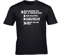 JUNKOU 3 Reasons to be a Mermaid no Pants Lure Men to Their Death Free Clam Bra Unisex Short Sleeve t-Shirt Black XL