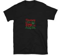 JUNKOU Dreaming of a Wine Christmas Casual Graphic Short Sleeve Tops Black 3XL