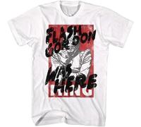 JUNKOU Flash Gordon 80's Movie Flash Gordon Was Here Graffiti Men's T Shirt White 3XL