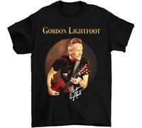 JUNKOU Gordon Lightfoot Signature T Shirts-3XL Short Sleeve Black 3XL