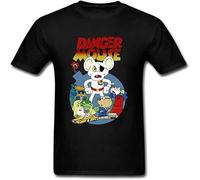 JUNKOU Men's Danger Mouse T Shirt Fit Casual Graphic Short Sleeve Tops Black M
