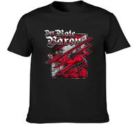 JUNKOU Richthofen The Red Baron Jagdgeschwader Teufel EK Held Fokker Luftwaffe Mens T-Shirt Unisex Mens Tees Black S