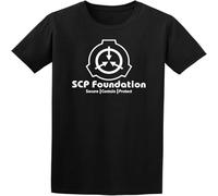 JUNKOU SCP Foundation Secure Contain Protect Fan SCP Wiki Logo Inspired T Shirt Black S