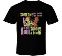 JUNKOU Someone Pass Shaggy The Baggy So He Can Roll Scooby Men's T Shirt Black L