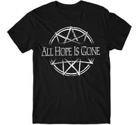 JUNKOU T Shirt All Hope is Gone Fit Casual Graphic Short Sleeve Tops Black S