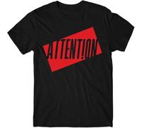 JUNKOU T Shirt Attention Fit Casual Graphic Short Sleeve Tops Black L