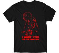 JUNKOU T Shirt I Want You for The Dark Side Fit Casual Graphic Short Sleeve Tops Black S