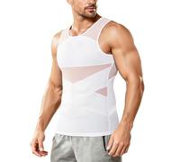 Junlan Camiseta compresión Hombre, Reductora Invisible Faja elástica Abdomen Body Shaper, Chaleco Adelgazante y Faja Moldeadora Alta Elasticidad para Pecho Cintura, Ideal Gimnasio Fitness