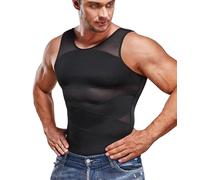 Junlan Camiseta Reductora para Hombre Faja Chaleco Interior compresión Sin Mangas Body Shaper (FR/ES, Letras, 3XL, Regular, Regular, Negro)