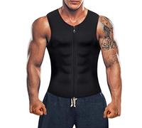 Junlan Chaleco Sauna Hombre Fajas Reductoras Adelgazantes Hombres Cremallera Compresion de Chaleco para Adelgazante Sudoración para Deporte Fitness (X-Large, Negro)