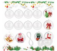 JUNMEIDO 30PCS Bolas de Navidad Transparentes para Rellenar 4CM Bola Transparente Navidad Bolas Rellenables Plastico Esferas Navideñas Transparentes con Cuerda 50m para Decorar Árbol de Navidad Fiesta