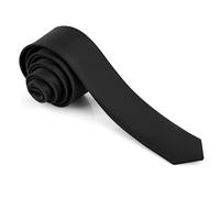 JUNMEISI Corbatas para hombre de color puro sólido de 4 cm (4 cm) corbata delgada lisa negra para hombres, Negro -, Small