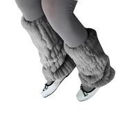 JUNNASALIKER Calentador de piernas de piel sintética, cálido, suave, acogedor, mullido, calentador de piernas para mujer, disfraces de fiesta, mangas para botas, gris, Length: about 35cm