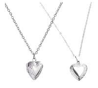 JUNNASALIKER Collar de colores plateados, collar de una sola capa con corazón que se abre para mujeres y niñas, gargantilla de moda, regalos de cumpleaños, acero de titanio
