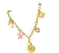 JUNNASALIKER Collar de concha y estrellas de mar con diseño único de belleza natural con acero inoxidable para mujeres de moda