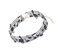 JUNNASALIKER Collar negro de moda con diseño de notas musicales, collar de uso diario, textura de aleación, adecuado para el uso diario