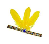 JUNNASALIKER Diadema de Mardi Gras con plumas de cristal para fiesta de máscaras, diadema elástica de gran tamaño