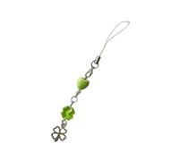 JUNNASALIKER Elegante colgante de tréboles de cuatro hojas con diseño de tréboles de cuatro hojas para teléfono, elegante colgante de teléfono con forma de corazón