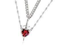 JUNNASALIKER Elegante collar con diseño de dagas de corazón, elegante collar de dagas de corazón con detalles de cristal para ocasiones especiales