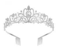 JUNNASALIKER Elegante corona de princesas para adultos y niños, aleación y diamantes de imitación brillantes, decoración para el cabello para ocasiones especiales, Metal