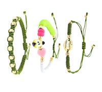 JUNNASALIKER Elegantes pulseras étnicas de cuentas paquete de 3 con diseño de nariz de cerdo y arcilla de frutas para mujeres a la moda, uso casual