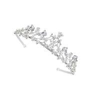JUNNASALIKER Lujoso aro para el pelo de corona resistente, fiesta de cumpleaños, elegante, concurso, gota de agua, cristal, para niña, boda, disfraz