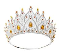 JUNNASALIKER Lujoso aro para el pelo de corona resistente, fiesta de cumpleaños, elegante, concurso, gota de agua, cristal, para niña, boda, disfraz