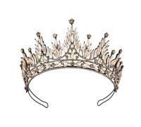 JUNNASALIKER Lujoso aro para el pelo de corona resistente, fiesta de cumpleaños, elegante, concurso, gota de agua, cristal, para niña, boda, disfraz