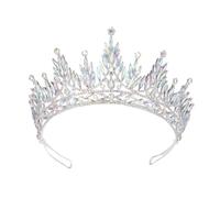 JUNNASALIKER Lujoso aro para el pelo de corona resistente, fiesta de cumpleaños, elegante, concurso, gota de agua, cristal, para niña, boda, disfraz