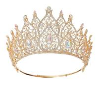 JUNNASALIKER Lujoso aro para el pelo de corona resistente, fiesta de cumpleaños, elegante, concurso, gota de agua, cristal, para niña, boda, disfraz