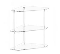 JUNNASALIKER Mesa auxiliar de esquina de tres niveles para cocina, estante acrílico para ahorrar espacio, organizador de accesorios de maquillaje, estantería triangular para escritorio