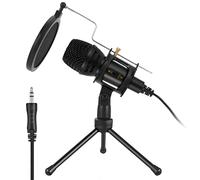 JUNNASALIKER Micrófono omnidireccional para juegos de escritorio de 3,5 mm, con recogida de 360 grados para sonido de alta fidelidad para videoconferencia