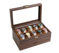 JUNNASALIKER Sofisticados organizadores de relojes de 6/20 ranuras, práctica caja de exhibición de relojes con múltiples ranuras acolchadas y tapa protectora