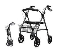 JUNNIU Andador con Ruedas con Asiento y Cesta y Frenos, Andador con Ruedas Plegable Resistente para Personas Altas y Grandes, Ayuda para Caminar con Altura Ajustable para Personas Mayores Decoration