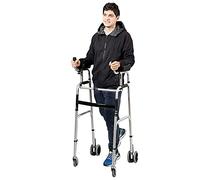 JUNNIU Andadores con Ruedas Plegables para Personas Mayores con Asiento y Soporte para Antebrazo y Ruedas, Ayuda para Caminar de Aluminio de Altura Ajustable Ligera, para Almacenamiento en Espacios